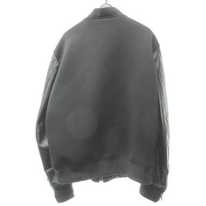 DIESEL レザー切替 キルティング ブルゾン MA-1 シープスキン 本革 ブラック L