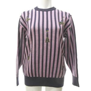 Christian Dior SPORTS 美品 カーテンタッセル柄 ジャガード ニット セーター プルオーバー 総柄 ストライプ ヴィンテージ パープル