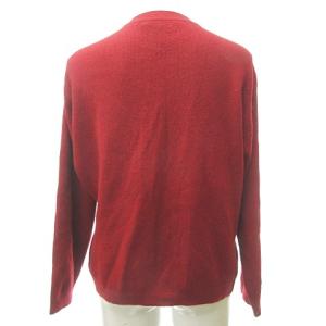 Christian Dior ヴィンテージ ニット カーディガン 長袖 クルーネック リボンデザインボタン M レッド ECR13 0127