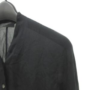 PRADA 七分袖シルクノーカラーシャツ 44 ブラック