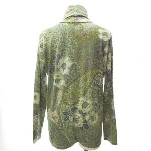 ETRO ペイズリー フラワー プリント カットソー ハイネック タートルネック 総柄 緑 グリーン 3 約M?L 0128 ECR13