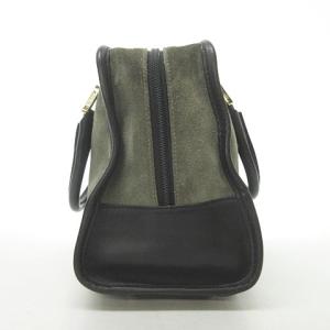 LOEWE アマソナ28 スエード ハンドバッグ ミニボストン アナグラム レザー カーキ