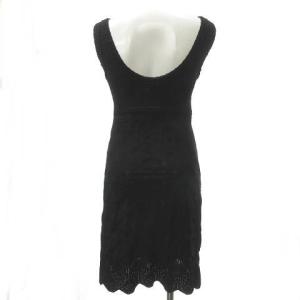 CHANEL ココマークボタン レースニットワンピース 36 ブラック