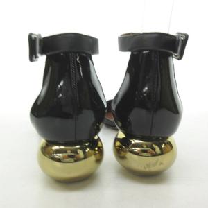 VALENTINO 装飾ヒール パンプス エナメル パテントレザー ブラック 38 約25cm 0130 STK