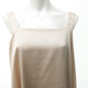 ARMANI JEANS ドレス ワンピース ノースリーブ サテン ドレープ ラインストーン 36 ピンク