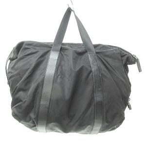 PRADA サフィアーノ レザーナイロン切替ボストンバッグ ブラック