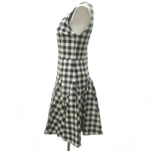 DOLCE&GABBANA ギンガムチェックノースリーブワンピース ホワイト×ブラック