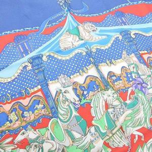 カレ90 TOURNEZ MANEGE メリーゴーランド スカーフ ブルー