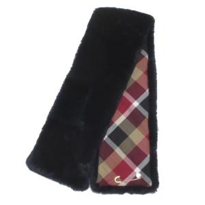 BLUE LABEL CRESTBRIDGE ティペット エコファー 裏地チェック ネイビー ピン付き