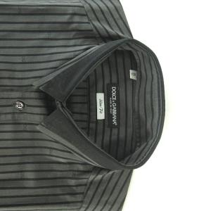 DOLCE&GABBANA SLIM FIT ストライプ シャツ 長袖 グレー ブラック