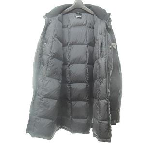 EMPORIO ARMANI EA7 ダウンジャケット ブルゾン ロング丈 ロゴ ワッペン リブネック ジップアップ ブラック