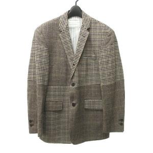 テーラードジャケット 3B段返り 本切羽 チェック切替 M位 ボルドー系