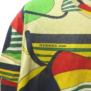 HERMES ヴィンテージ Tシャツ カットソー 半袖 総柄 マルチカラー