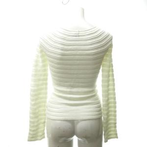 ARMANI COLLEZIONI ニット カーディガン ジップアップ ボーダー イタリア製 40 ホワイト