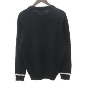 BLACK LABEL CRESTBRIDGE ニット セーター 丸首 クルーネック 長袖 チェック編み ネイビー M ECR15 0321
