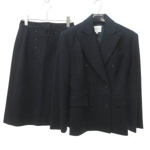 CELINE セットアップ ジャケット スカート カシミア混 ピークドラペル 36 ネイビー
