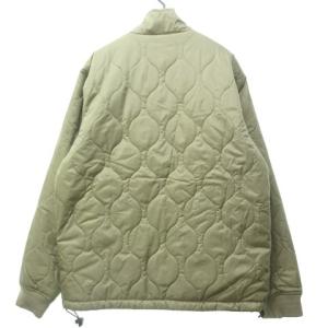 STUSSY タグ付き Thermolite リバーシブル ジャケット キルティング 中綿 ドット ロゴ プリント ナイロン カーキ L
