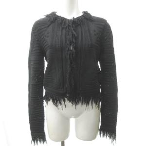 CHANEL フリンジニットジャケット 38 黒 05S STK 0328