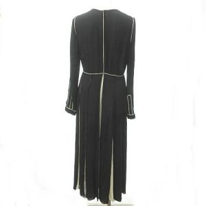 VALENTINO ワンピース シルク バイカラー プリーツ 46 ブラック
