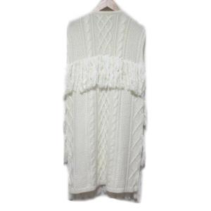 Chesty ロング ニット ジレ ベスト タグ付き 前開き フリンジ ケーブル ホワイト 0