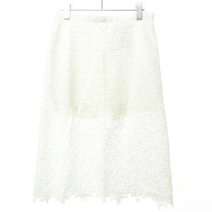 スカート 膝丈 レース コットン 星 1 ホワイト