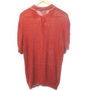 MISSONI ニット ポロシャツ 半袖 ヘリンボーン イタリア製 リネン混 M レッド