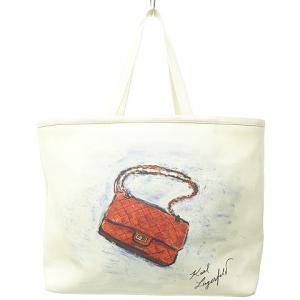 CHANEL MOBILE ART トートバッグ キャンバス レザー切替 オフホワイト