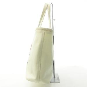 CHANEL MOBILE ART トートバッグ キャンバス レザー切替 オフホワイト