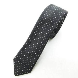 SAINT LAURENT PARIS ナロータイ ネクタイ ドット シルク フランス製 黒