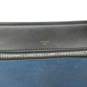 CELINE 0516 STK エッジ ワンハンドルバッグ ハラコ レザー バイカラー ブラック ブルー