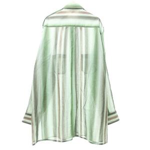 CELINE シャツ ヴィンテージ マルチストライプ 長袖 オーバーサイズ エポレット フランス製 グリーン