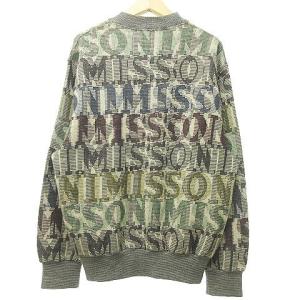 MISSONI SPORTS ニット セーター 長袖 クルーネック ジャガード ロゴ 総柄 イタリア製 ウール混 ベージュ系 42 RRR