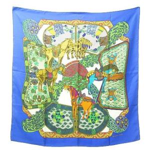 HERMES 美品 カレ90 ART DES STEPPES ステップ美術 スカーフ 大判 馬 ホース フランス製 総柄 シルク100%
