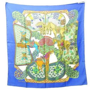 HERMES 美品 カレ90 ART DES STEPPES ステップ美術 スカーフ 大判 馬 ホース フランス製 総柄 シルク100%