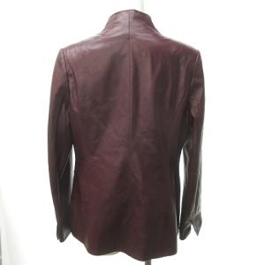 BALMAIN スタンドカラー テーラード ジャケット レザー ライダース レッド ボルドー 9 約M 0523