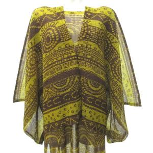 PLEATS PLEASE ISSEY MIYAKE 18AW メッシュプリーツ ワンピース ジャケット セット エスニック プリント 3 黄