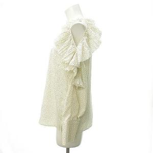 CELFORD 美品 21SS ドット フリル ブラウス 長袖 オープンショルダー 38 アイボリー