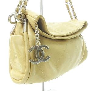 マトラッセ ココチャーム チェーン ショルダーバッグ ココマーク フラップ ラムスキン ベージュ