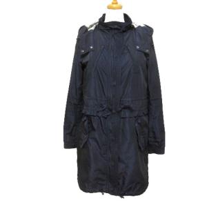 コート フリル フード取り外し可 ジップアップ ネイビー 4 ドローコード