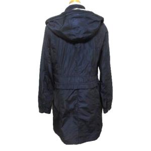 TORY BURCH コート フリル フード取り外し可 ジップアップ ネイビー 4 ドローコード