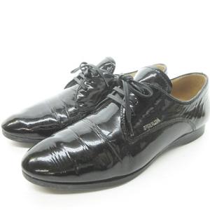 エナメル ドレス シューズ パテントレザー ロゴ 35.5 ブラック 0620 RRR