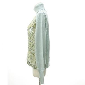 ETRO ニット セーター タートルネック スカーフ生地切替 ペイズリー柄 イタリア製 ブルー 44 ECR16