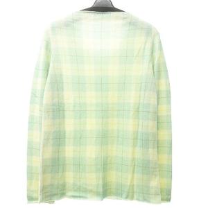 lucien pellat finet ニット セーター Vネック 長袖 スカル タータンチェック カシミヤ100% ブルー系 S ECR16 0613