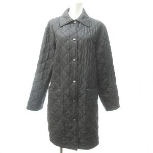 Salvatore Ferragamo キルティング コート 裏地ガンチーニ柄 ロゴボタン 中綿 イタリア製 シルク100% ブラック M ECR16 0612