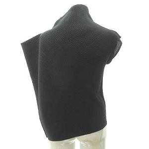 ISSEY MIYAKE 12SS プリーツ ノースリーブ ハイネック カットソー 変型 平面 二次元デザイン 2 ブラック