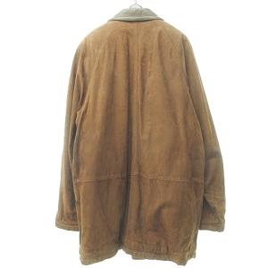 Salvatore Ferragamo レザー ステンカラーコート 襟切替 裏地総柄 ホース 大きいサイズ イタリア製 ブラウン