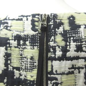 Leilian NEMIKA ジャガード ワンピース ひざ丈 総柄 ロング 長袖 13+ ネイビー イエロー