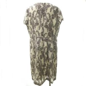 Leilian 大きいサイズ 銀タグ フレア ワンピース ひざ丈 シアー 花柄 総柄 13+  ベージュ 0613 STK