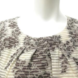 Leilian 大きいサイズ 銀タグ フレア ワンピース ひざ丈 シアー 花柄 総柄 13+  ベージュ 0613 STK