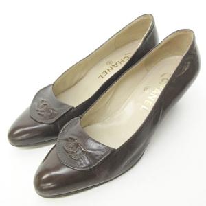 CHANEL ココマーク パンプス ミュール レザー イタリア製 36.5 茶
